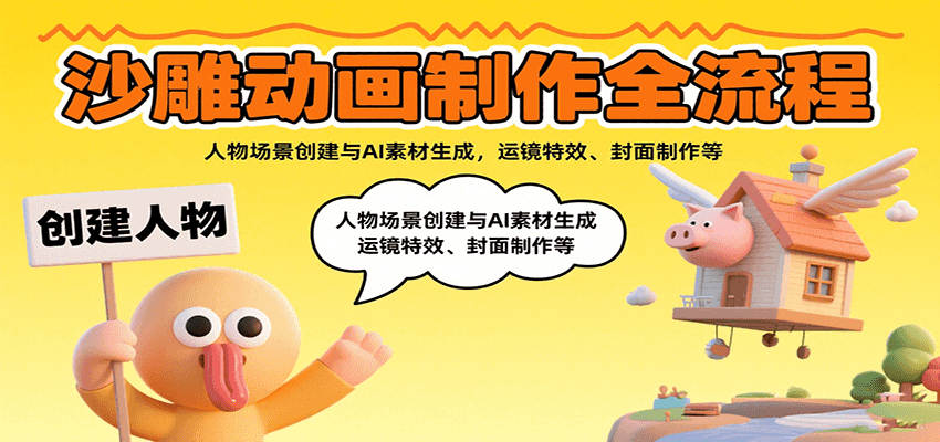 沙雕动画制作全流程：人物场景创建与AI素材生成，运镜特效、封面制作等-第1张图片-我要自学网
