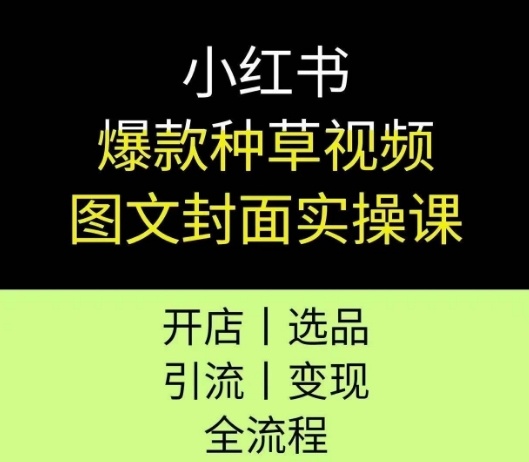 小红书爆款种草视频图文封面实操课，开店、选品、引流、变现全流程-第1张图片-我要自学网