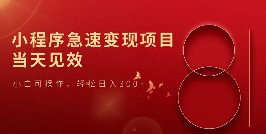 小程序急速变现项目，当天见效，小白可操作，轻松日入300+-第1张图片-我要自学网