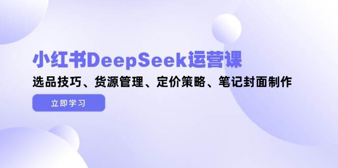 小红书DeepSeek运营课，选品技巧、货源管理、定价策略、笔记封面制作-第1张图片-我要自学网