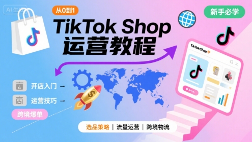 TikTok Shop从0到1运营教程，TikTok跨境电商新手必学课程-第1张图片-我要自学网