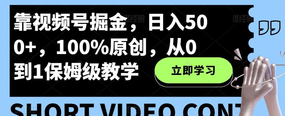 靠视频号掘金，日入500+，100%原创，从0到1保姆级教学-第1张图片-我要自学网