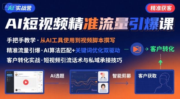 AI+短视频引爆精准客户实战营,手把手教你引爆Ai短视频精准流量-第1张图片-我要自学网 AI+短视频引爆精准客户实战营,手把手教你引爆Ai短视频精准流量-第1张图片-我要自学网