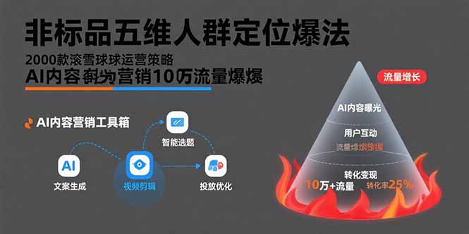 非标品五维人群定位法,2000款滚雪球运营策略,AI内容营销10万流量引爆-第1张图片-我要自学网 非标品五维人群定位法,2000款滚雪球运营策略,AI内容营销10万流量引爆-第1张图片-我要自学网