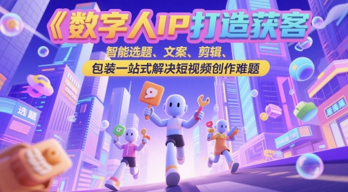 数字人IP打造获客变现实操课,智能选题、文案、剪辑、包装一站式解决短视频创作难题-第1张图片-我要自学网 数字人IP打造获客变现实操课,智能选题、文案、剪辑、包装一站式解决短视频创作难题-第1张图片-我要自学网