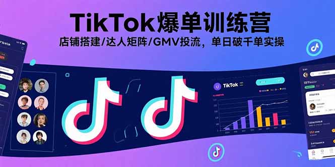 TikTok爆单训练营，店铺搭建/达人矩阵/GMV投流，单日破千单实操-第1张图片-我要自学网