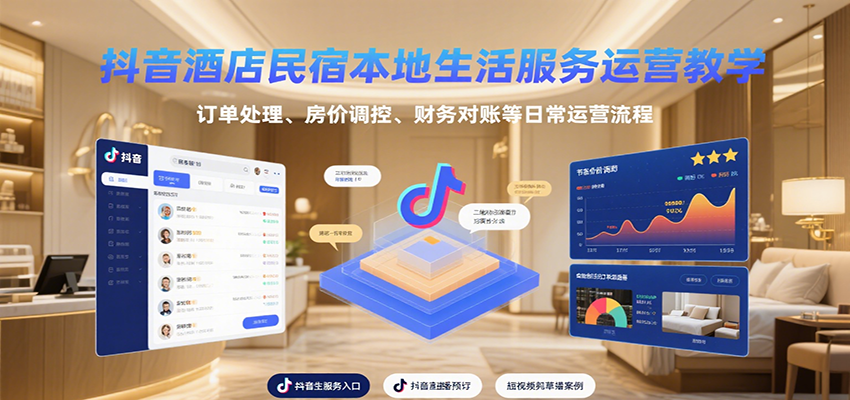 抖音酒店民宿本地生活服务运营教学，订单处理、房价调控、财务对账等日常运营流程-第1张图片-我要自学网