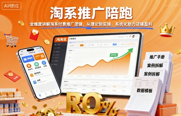 淘系推广陪跑，全维度讲解淘系付费推广逻辑，从理论到实操，系统化助力店铺盈利-第1张图片-我要自学网