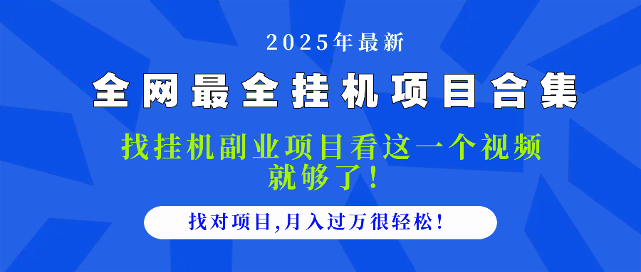 2025最全挂机项目合集 找项目看这一个视频就够了，做对项目月入过万很…-第1张图片-我要自学网