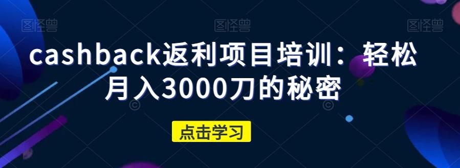 cashback返利项目培训：轻松月入3000刀的秘密-第1张图片-我要自学网