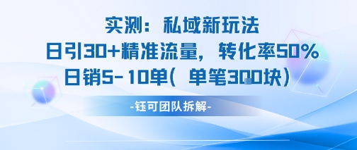 实测私域新玩法日引30加精准流量转化率50%日销5-10单每笔3张-第1张图片-我要自学网