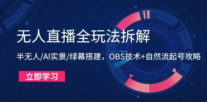 无人直播全玩法拆解：半无人/AI实景/绿幕搭建，OBS技术+自然流起号攻略-第1张图片-我要自学网