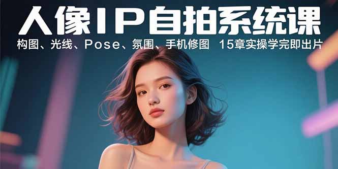 人像IP自拍系统课：构图、光线、Pose、氛围、手机修图 15章实操学完即出片-第1张图片-我要自学网