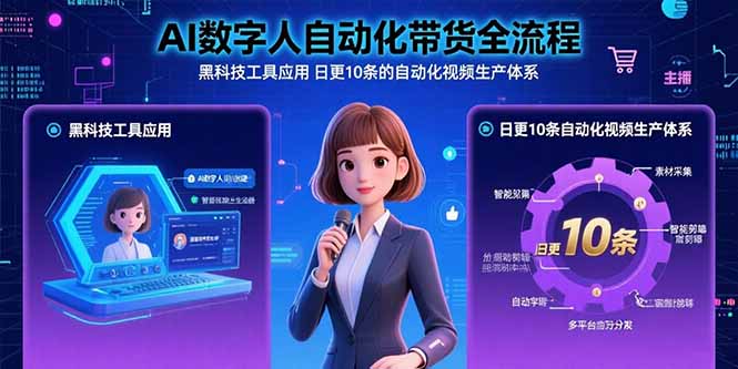 AI数字人自动化带货全流程：黑科技工具应用 日更10条的自动化视频生产体系-第1张图片-我要自学网