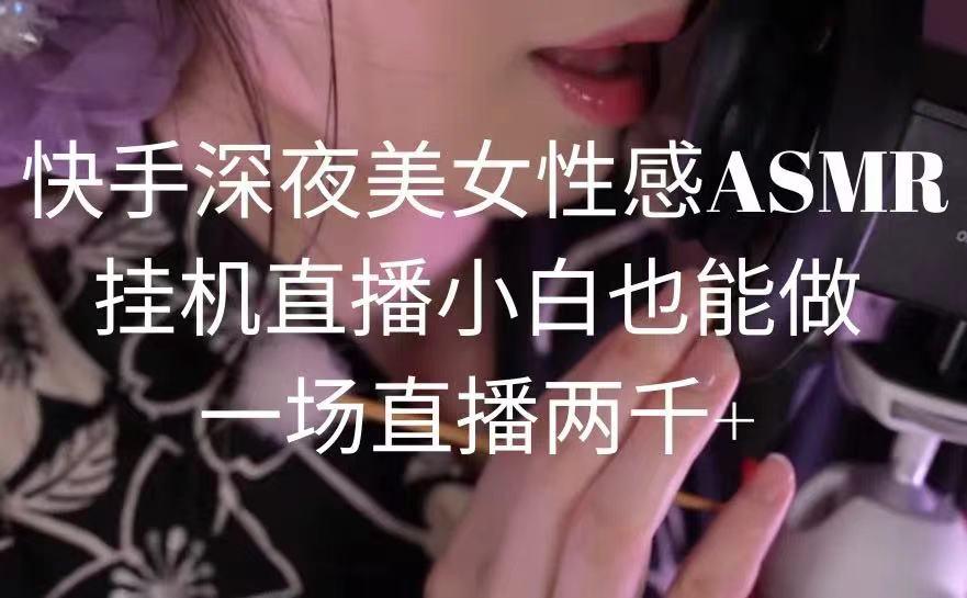 快手深夜美女性感ASMR挂机直播，小白也能做，一场直播两千+-第1张图片-我要自学网