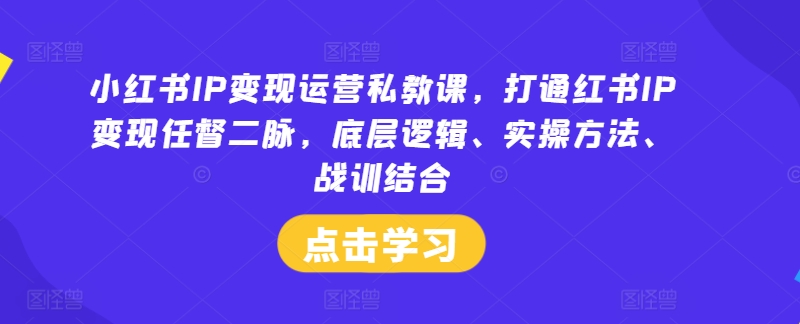 小红书IP变现运营私教课，打通红书IP变现任督二脉，底层逻辑、实操方法、战训结合-第1张图片-我要自学网