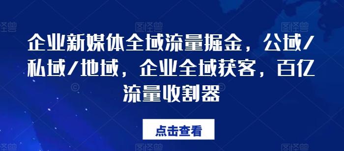 企业新媒体全域流量掘金，公域/私域/地域，企业全域获客，百亿流量收割器-第1张图片-我要自学网