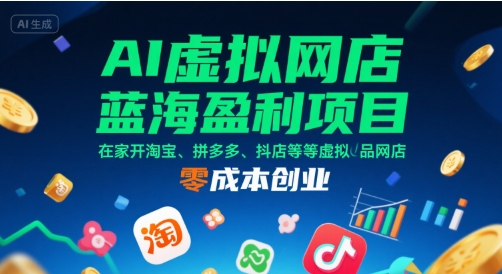 AI虚拟网店蓝海盈利项目,在家开淘宝、拼多多、抖店等虚拟品网店,零成本创业-第1张图片-我要自学网 AI虚拟网店蓝海盈利项目,在家开淘宝、拼多多、抖店等虚拟品网店,零成本创业-第1张图片-我要自学网