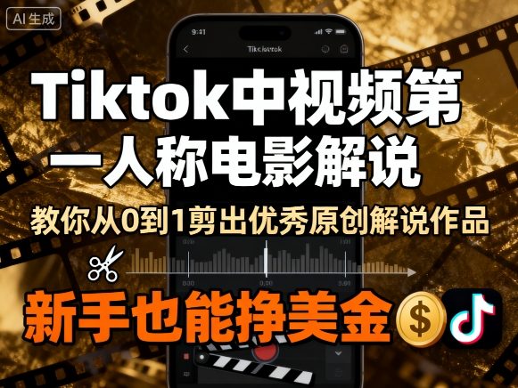 Tiktok中视频第一人称电影解说，教你从0到1剪出一个优秀的原创解说作品，新手也能挣美金-第1张图片-我要自学网