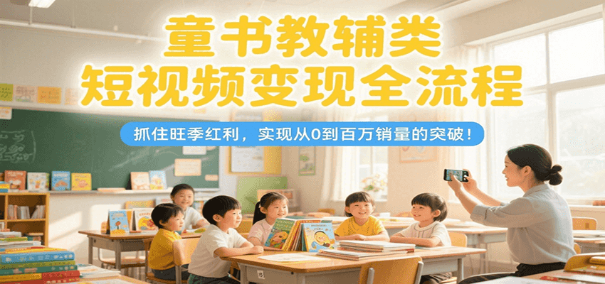 童书教辅类短视频变现全流程，抓住旺季红利，实现从0到百万销量的突破！-第1张图片-我要自学网