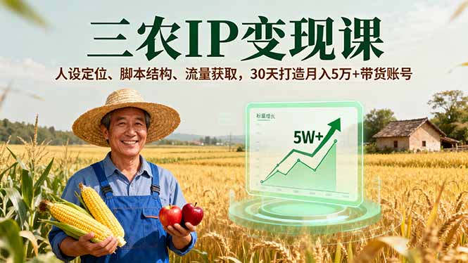 三农IP变现课,人设定位、脚本结构、流量获取,30天打造月入5万+带货账号-第1张图片-我要自学网 三农IP变现课,人设定位、脚本结构、流量获取,30天打造月入5万+带货账号-第1张图片-我要自学网
