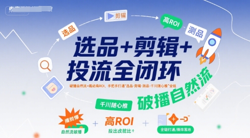 选品+剪辑+投流全闭环，破播自然流+撬动高ROI，手把手打通“选品-剪辑-测品-千川随心推”全链-第1张图片-我要自学网