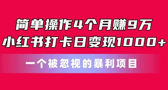 简单操作4个月赚9w,小红书打卡日变现1k,一个被忽视的暴力项目【揭秘】-第1张图片-我要自学网 简单操作4个月赚9w,小红书打卡日变现1k,一个被忽视的暴力项目【揭秘】-第1张图片-我要自学网