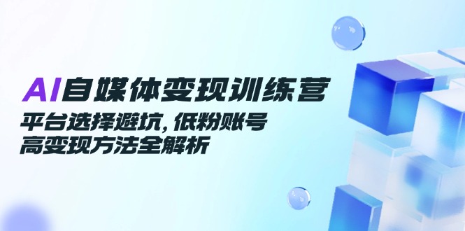 AI自媒体变现训练营，平台选择避坑，低粉账号高变现方法全解析-第1张图片-我要自学网