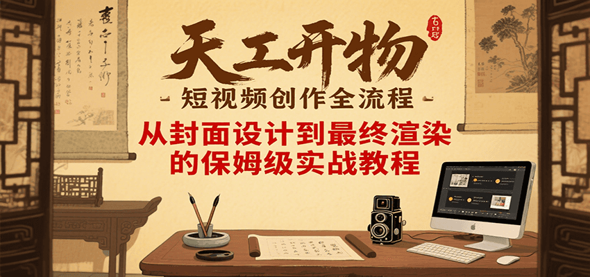 天工开物短视频创作全流程，从封面设计到最终渲染的保姆级实战教程-第1张图片-我要自学网