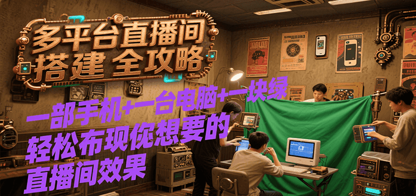 多平台直播间搭建全攻略，一部手机+一台电脑+一块绿布轻松实现你想要的直播间效果-第1张图片-我要自学网