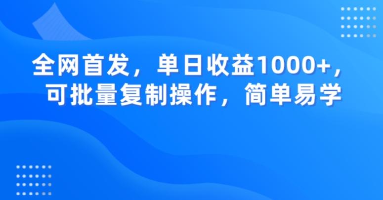 全网首发，单日收益1000+，可批量复制操作，简单易学【揭秘】-第1张图片-我要自学网