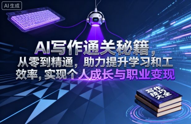 AI写作通关秘籍，从零到精通，助力提升学习和工作效率，实现个人成长与职业变现-第1张图片-我要自学网
