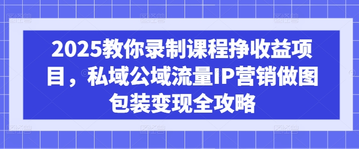 2025教你录制课程挣收益项目，私域公域流量IP营销做图包装变现全攻略-第1张图片-我要自学网