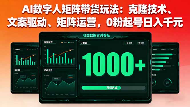 AI数字人矩阵带货玩法:克隆技术、文案驱动、矩阵运营,0粉起号日入千元-第1张图片-我要自学网 AI数字人矩阵带货玩法:克隆技术、文案驱动、矩阵运营,0粉起号日入千元-第1张图片-我要自学网