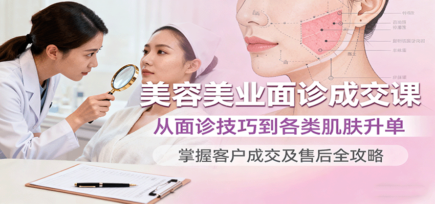 美容美业面诊成交课，从面诊技巧到各类肌肤升单，掌握客户成交及售后全攻略-第1张图片-我要自学网