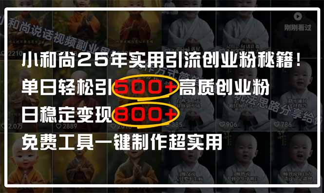 小和尚2025年实用引流秘籍！单日轻松引500+高质量创业粉，日变现800+，…-第1张图片-我要自学网