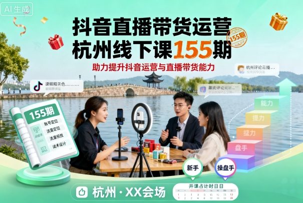 抖音直播带货运营杭州线下课155期，助力提升抖音运营与直播带货能力-第1张图片-我要自学网