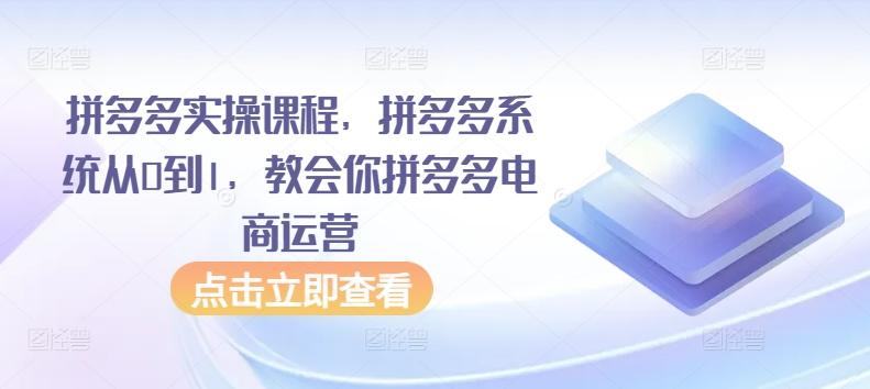 拼多多实操课程,拼多多系统从0到1,教会你拼多多电商运营-第1张图片-我要自学网 拼多多实操课程,拼多多系统从0到1,教会你拼多多电商运营-第1张图片-我要自学网