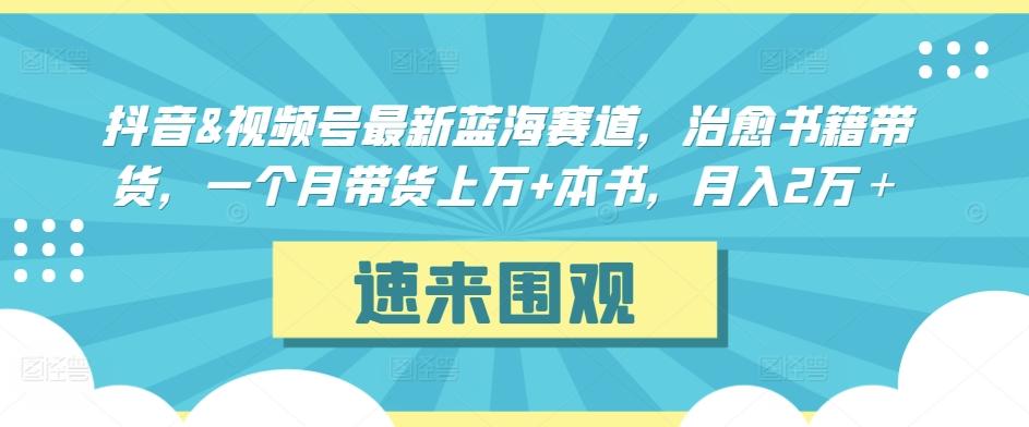 抖音&视频号最新蓝海赛道，治愈书籍带货，一个月带货上万+本书，月入2万＋【揭秘】-第1张图片-我要自学网