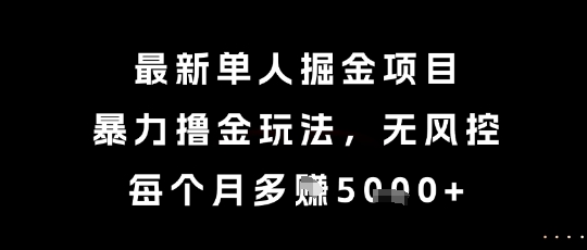 最新单人掘金项目，暴力撸金玩法，无风控，每个月多挣5k+【揭秘】-第1张图片-我要自学网