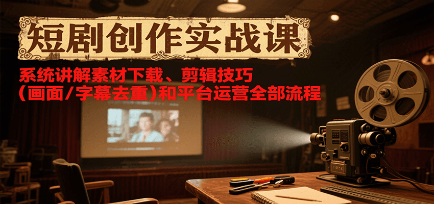 短剧创作实战课，系统讲解素材下载、剪辑技巧(画面/字幕去重)和平台运营全部流程-第1张图片-我要自学网