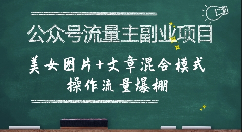 公众号流量主副业项目，美女图片+文章混合模式操作流量爆棚-第1张图片-我要自学网