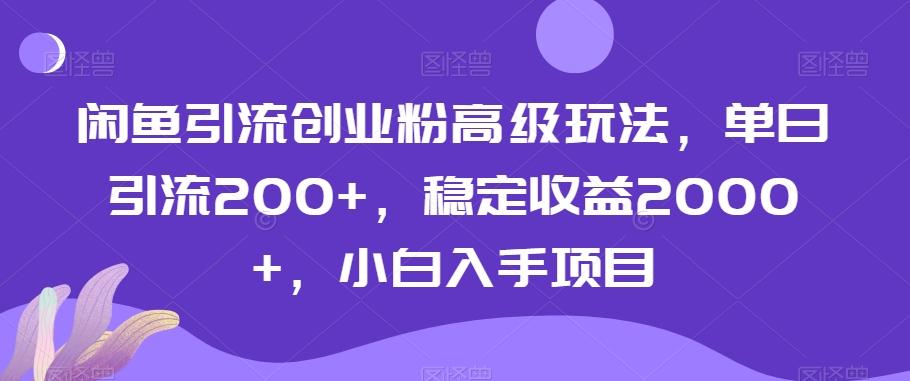 闲鱼引流创业粉高级玩法,单日引流200+,稳定收益2000+,小白入手项目-第1张图片-我要自学网 闲鱼引流创业粉高级玩法,单日引流200+,稳定收益2000+,小白入手项目-第1张图片-我要自学网