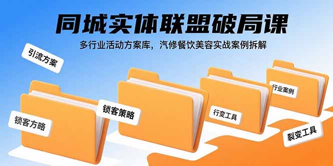 同城实体联盟破局课,多行业活动方案库,汽修餐饮美容实战案例拆解-第1张图片-我要自学网 同城实体联盟破局课,多行业活动方案库,汽修餐饮美容实战案例拆解-第1张图片-我要自学网