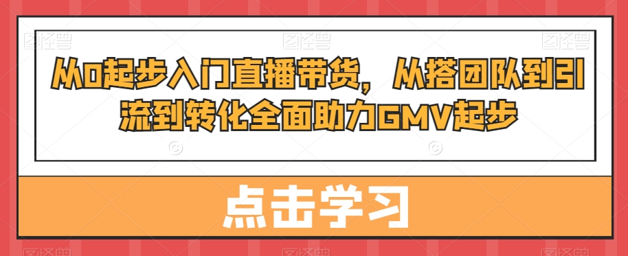 从0起步入门直播带货，​从搭团队到引流到转化全面助力GMV起步-第1张图片-我要自学网