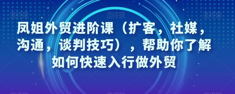 凤姐外贸进阶课（扩客，社媒，沟通，谈判技巧），帮助你了解如何快速入行做外贸-第1张图片-我要自学网