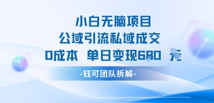小白无脑项目公域引流私域成交0成本单日变现680米-第1张图片-我要自学网