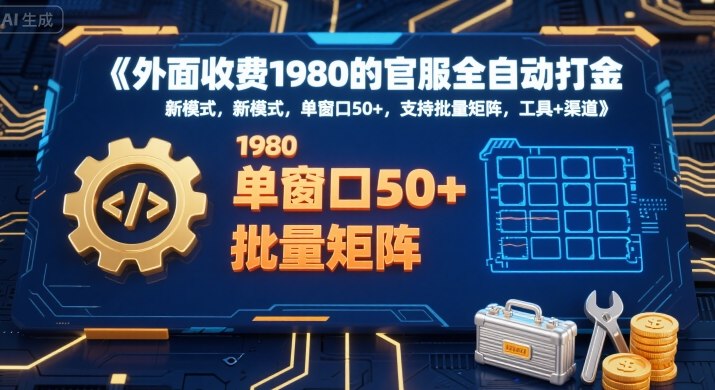 外面收费1980的官服全自动打金，新模式，单窗口50+，支持批量矩阵，工具+渠道【揭秘】-第1张图片-我要自学网