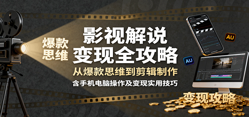 影视解说变现全攻略：从爆款思维到剪辑制作，含手机电脑操作及变现实用技巧-第1张图片-我要自学网