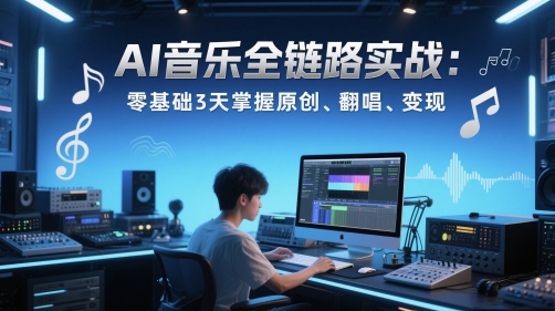 AI音乐全链路实战变现课：零基础3天掌握原创、翻唱、变现-第1张图片-我要自学网